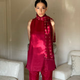 Ruby Red Halter Neck Scarf Set